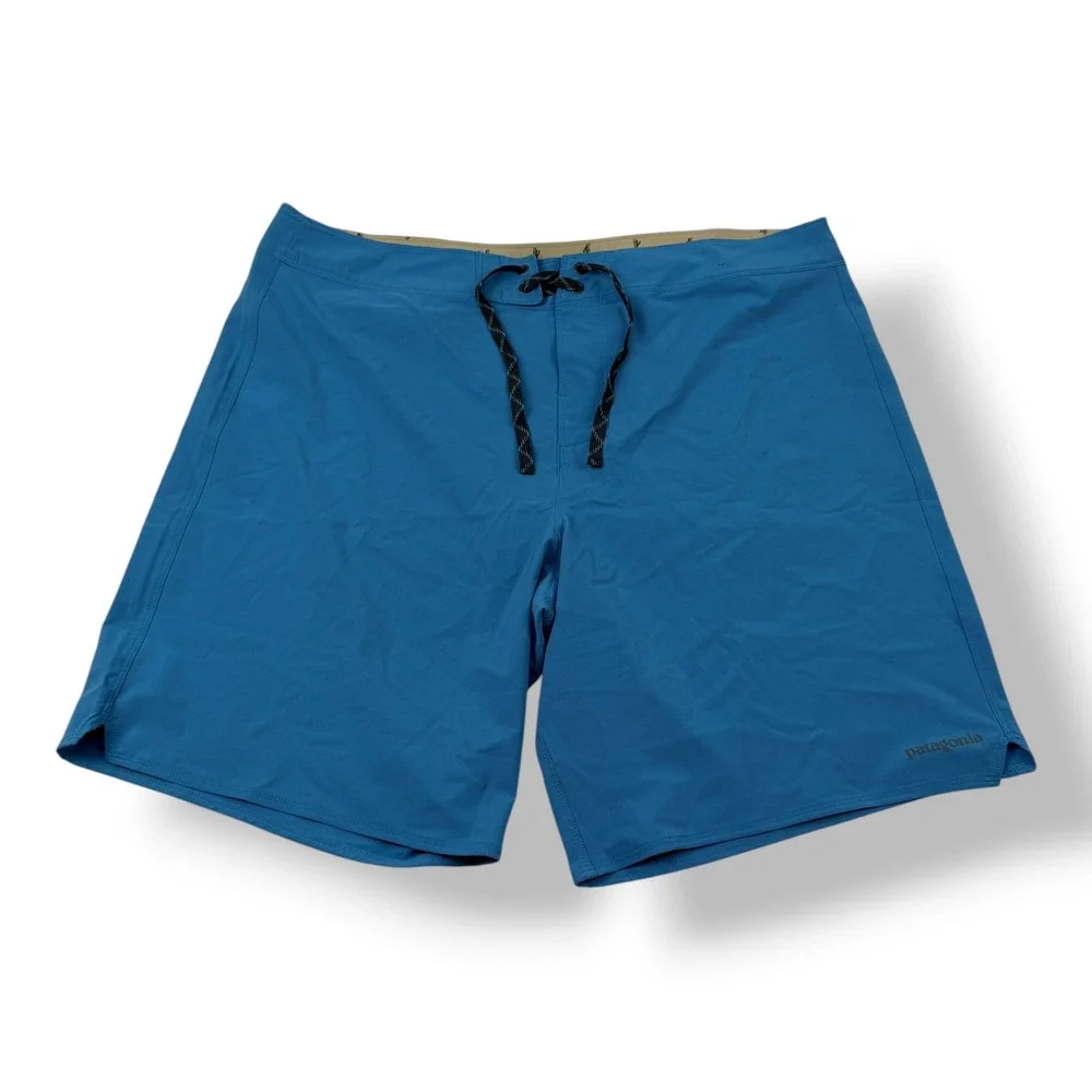Patagonia Mens Blue Stretch Board Shorts Swim Trunks Size 38‎ 9 Inch Inseam